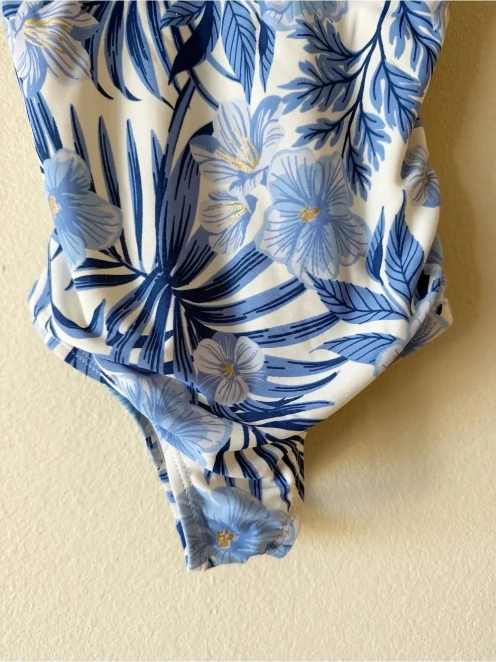 Tommy Bahama Girls Blue Tropical Floral Ruffle One Piece Swimsuit